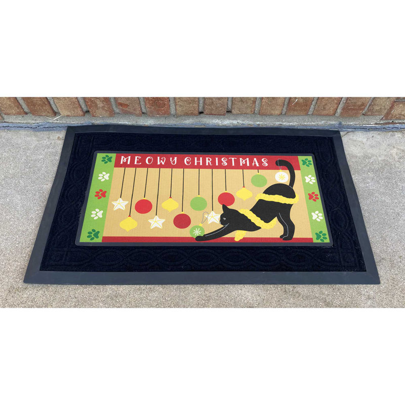 Doormat Insert Cat Meowy Christmas 22x10