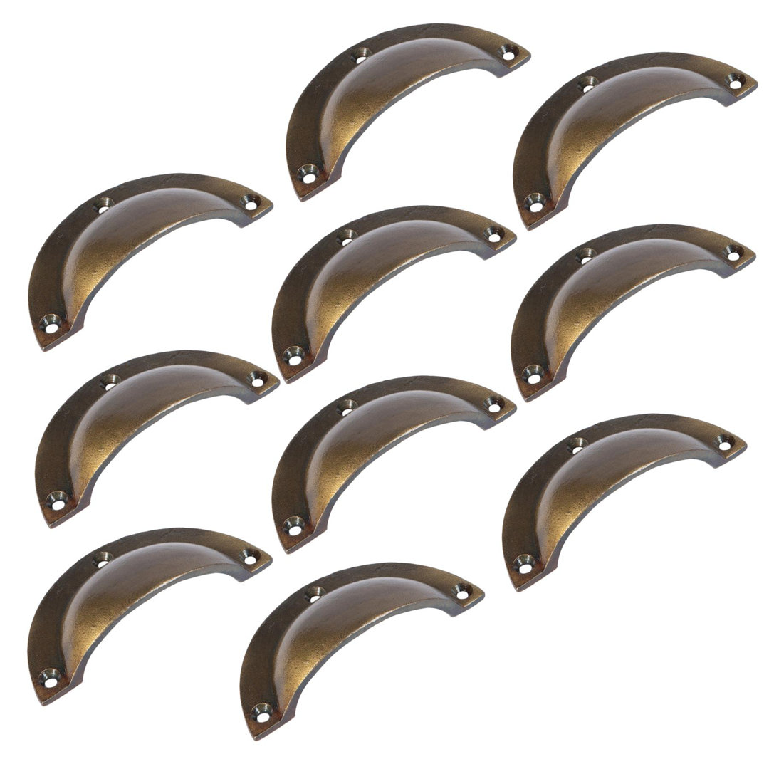 Hammer & Tongs - Curved Cabinet Cup Handle - W95mm x H46mm - Brass