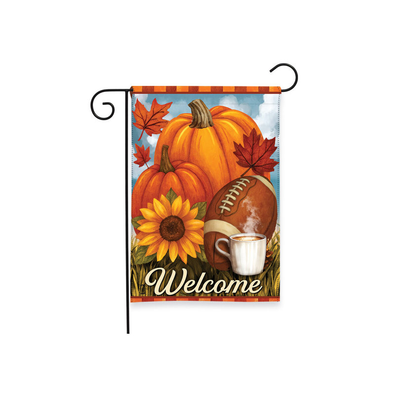 Drapeau de jardin « Bienvenue sur le terrain de football d'automne » 12x18