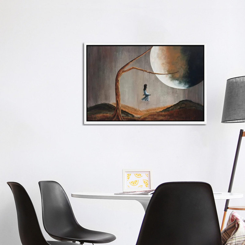 She Feels Memories by Moonlight Art Parlour - Painting on Canvas, White Framed, 101.6 cm H x 66.04 cm W