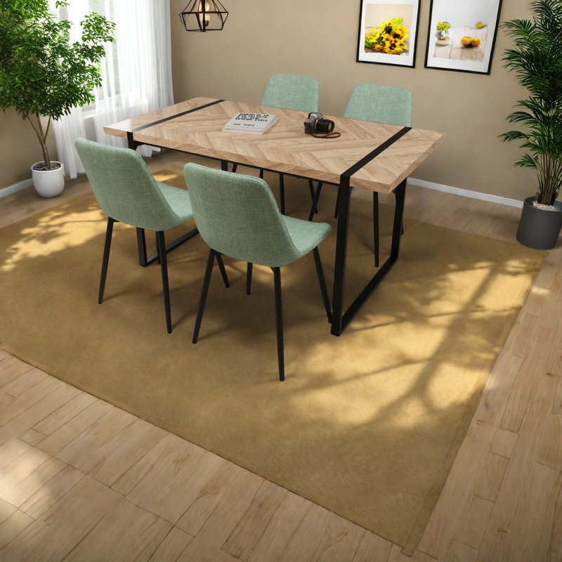 Ensembles de table de salle à manger modernes en bois brun avec chaises en suède, style industriel pour la maison