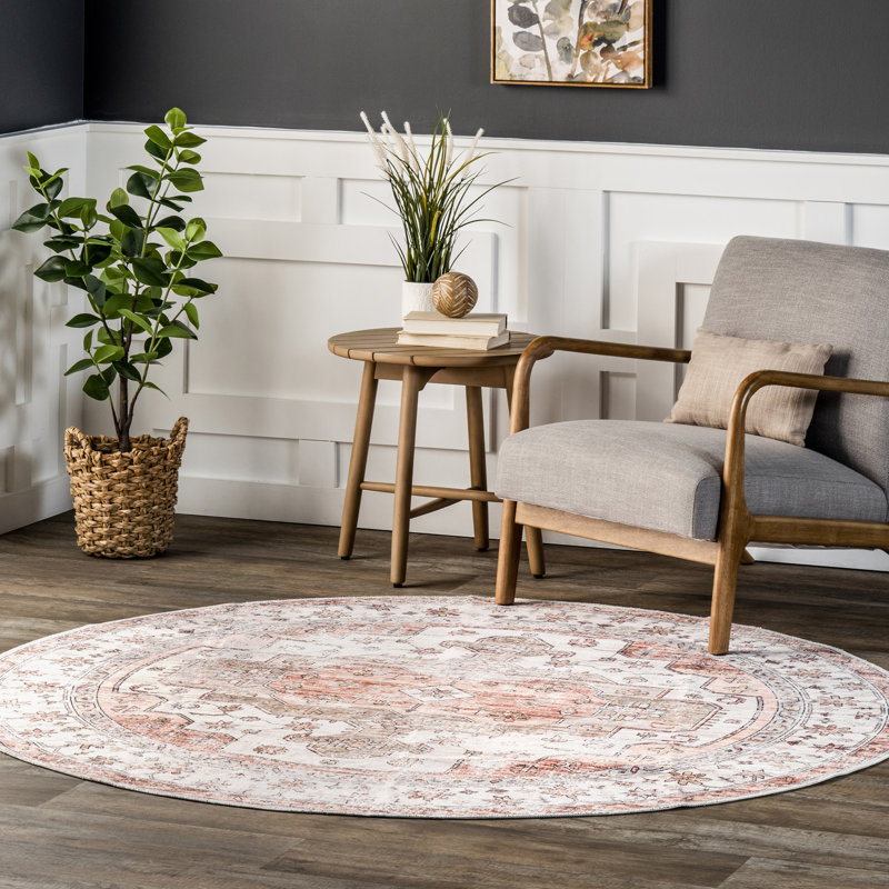 Banks SpinClean Vintage Machine Washable Area Rug, Round 6'