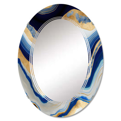Platacis Vibrant Blue And Gold Flow Art IV - Abstract Wall Mirror