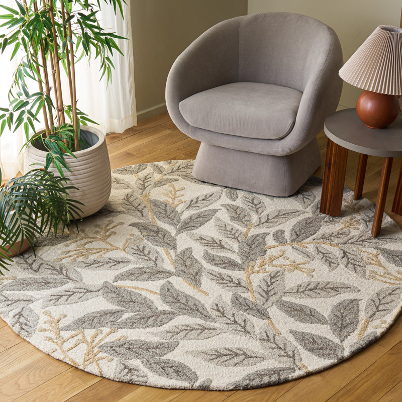 Tapis d'intérieur en laine touffeté à la main Jardin, Rond 6 pi 0 po x 6 pi 0 po
