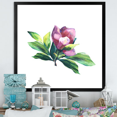 Arrangement de fleurs vertes et roses II - œuvre d'art traditionnelle sur toile