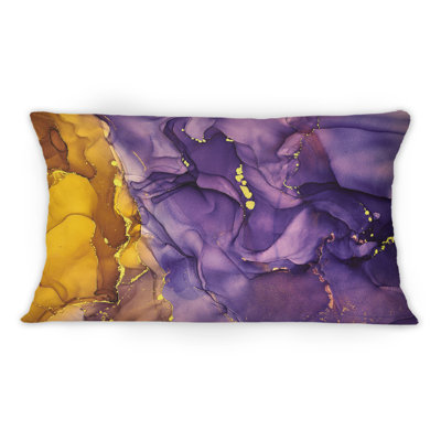 Coussin décoratif de luxe abstrait mauve et brun 12 po x 20 po