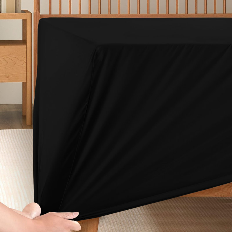 Kadie-Lea Super Soft Extra Deep Microfiber Brushed Fitted Sheet, Single (3'), Black
