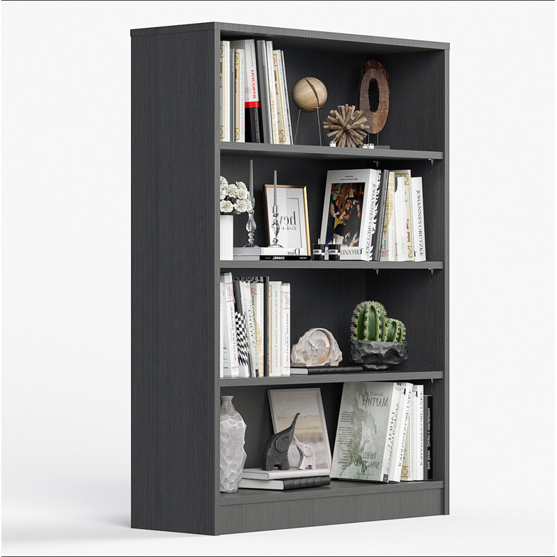Bibliothèque grise pour bibliothèque de bureau à 4 tablettes de 48 pouces de hauteur pour bibliothèque de salon moderne à 4 niveaux