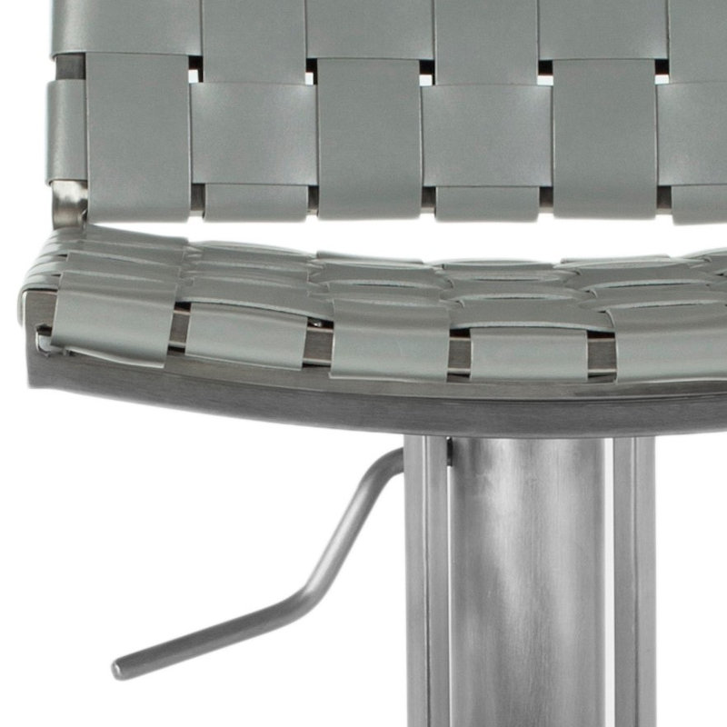 Barber Swivel Upholstered Adjustable Height Counter Stool with Metal Frame, Gray