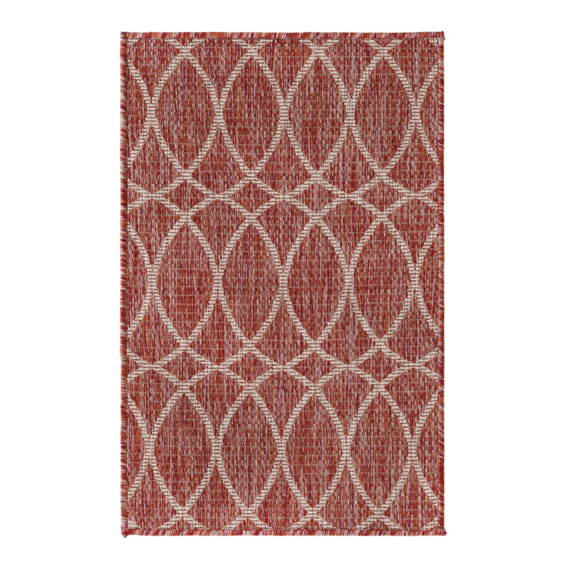 Rust Red Gitter Indoor/Outdoor Trellis Rug, Rectangle 2'2" x 3'