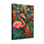 Animaux, flamant rose, perroquet, feuilles tropicales, fleurs, art sur toile-20796114