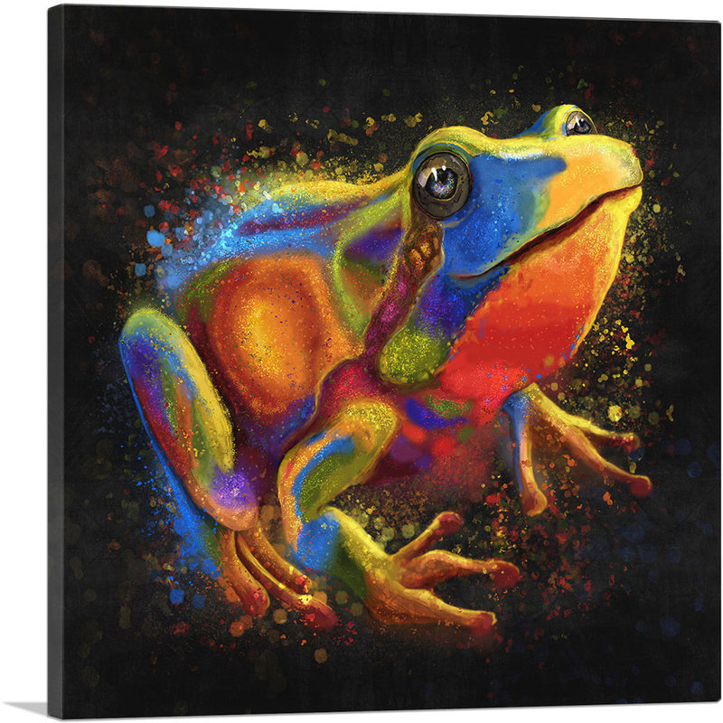 Bull grenouille Bull Bull - reproduction d'art sur toile tendue, H 12 po x l 12 po x P 1,5 po