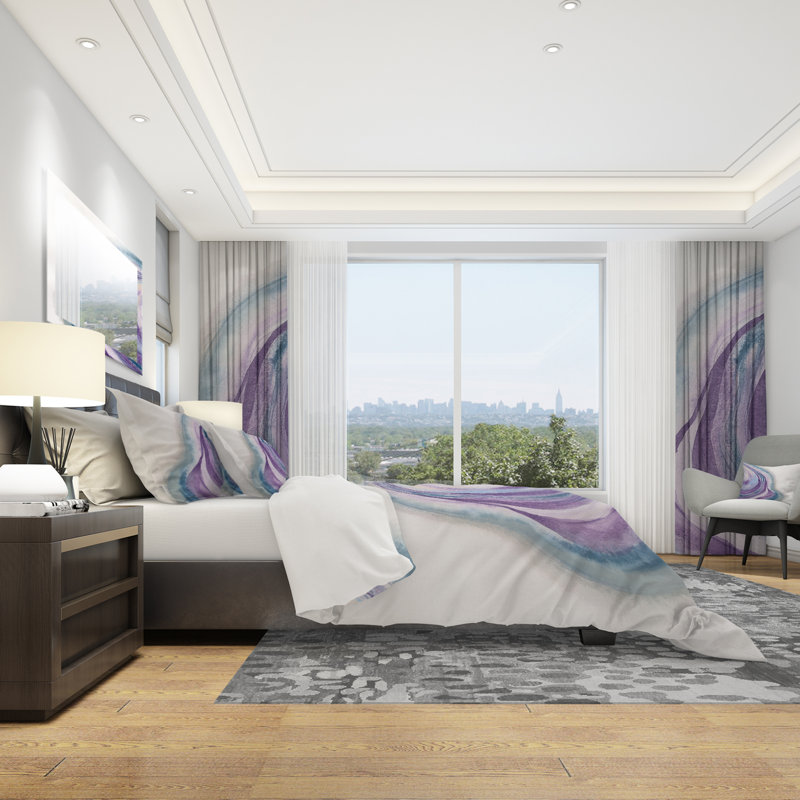 Watercolor Geode II - Modern & Contemporary Duvet Cover Set - Microfiber Polyester, King Duvet Cover + 2 Shams