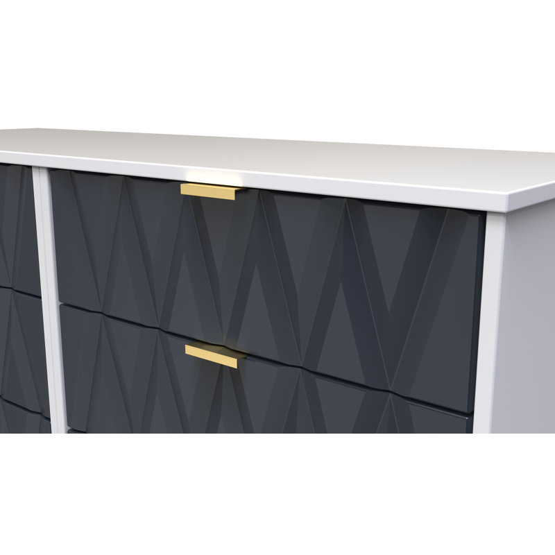 Fully Assembled Alphonzo 6 - Drawer Chest of Drawers, Indigo Matt/White