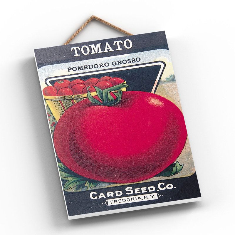Card Seed Co Tomato Vintage Retro Poster Design On Wooden Plaque