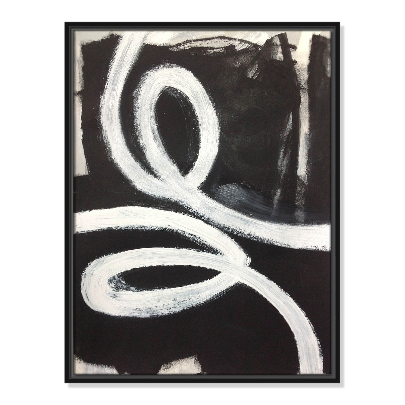 Bronte "Swirly Swirls I" Print, 25.5" H x 19.5" W x 2" D, Black Floater Framed, No