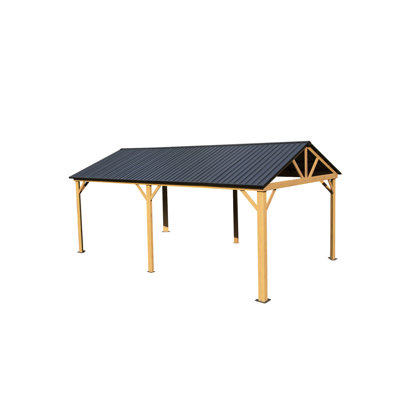 Pavillon de jardin 12 pi x 20 pi avec plateau en acier galvanisé et fabrication en aluminium jaune brun - Transformez votre jardin en une base de toit jaune brun
