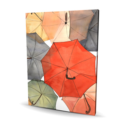 The umbrellas of petit champlain - Orange Object Canvas Art
