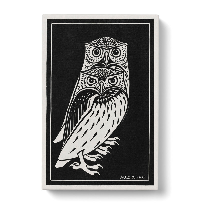 Two Owls by Julie De Graag - Wrapped Canvas Painting, 50cm H x 35cm W x 3cm D