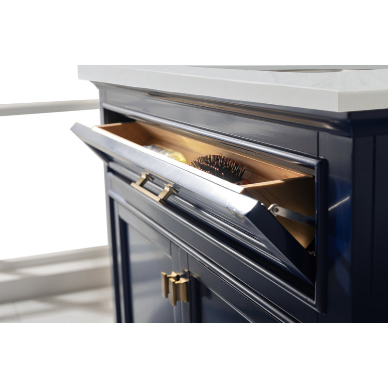 Ensemble de meuble-lavabo simple 36 po Arruda, Bleu, Laiton satiné
