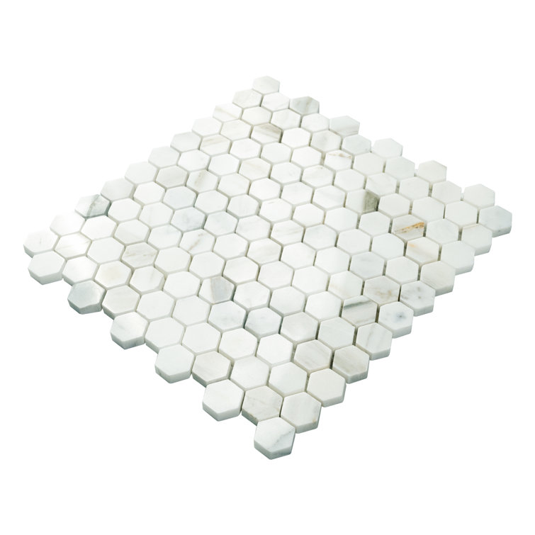 Calacatta Gold Hexagon 11.5" x 11.5" Polished Marble Mesh-Mounted Mosaic Tile
