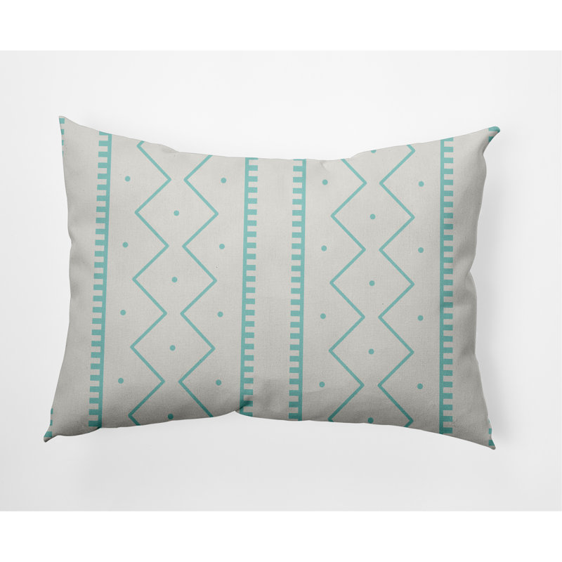 Coussin décoratif lombaire Mudcloth, Bleu clair
