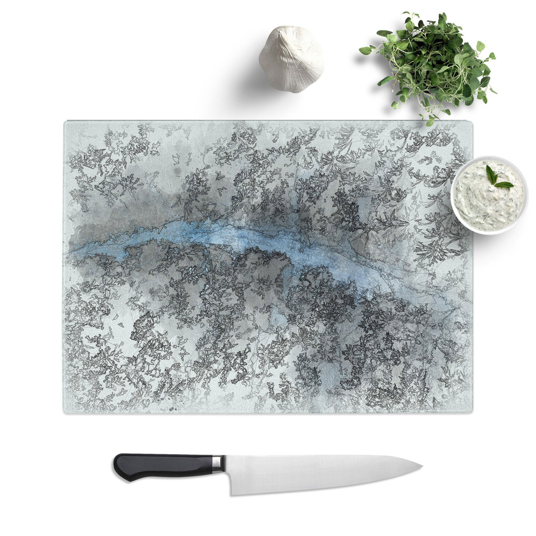Tempered Glass Walking Through the Forest Sketch Chopping Board