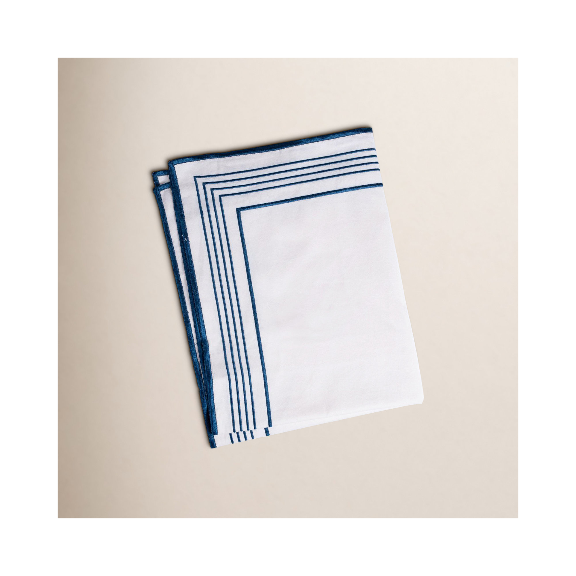 Erlea Cotton Duvet Cover, White/Adriatic, King Duvet Cover