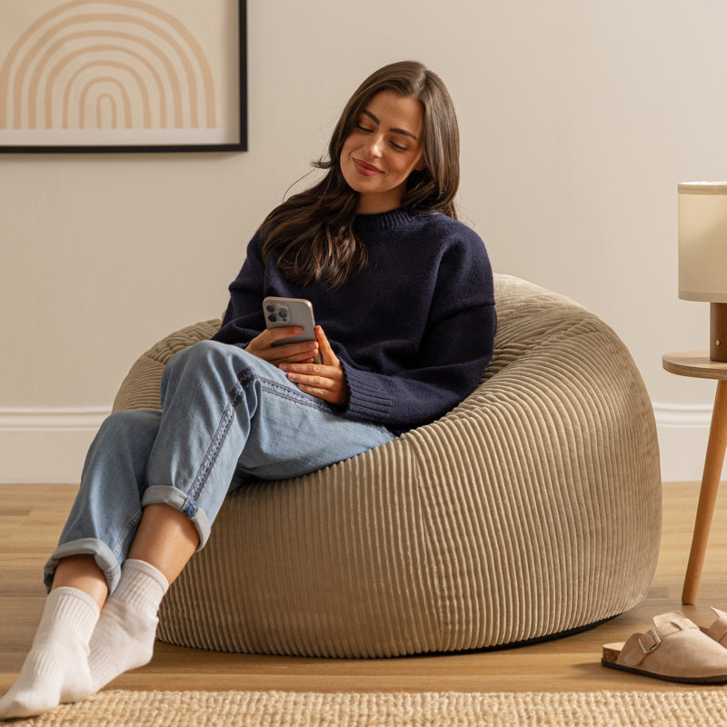 Kingston Corduroy Classic Bean Bag, Stone