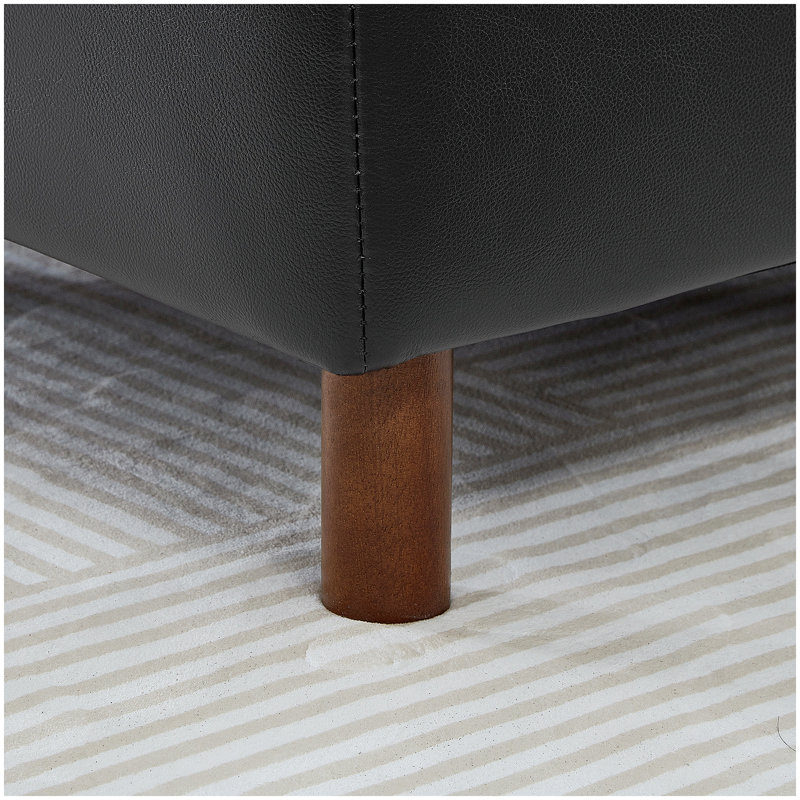 Canapé modulaire de luxe moderne avec revêtement en polyuréthane respirant de qualité supérieure et canapé en cuir de L avec méridienne convertible, noir