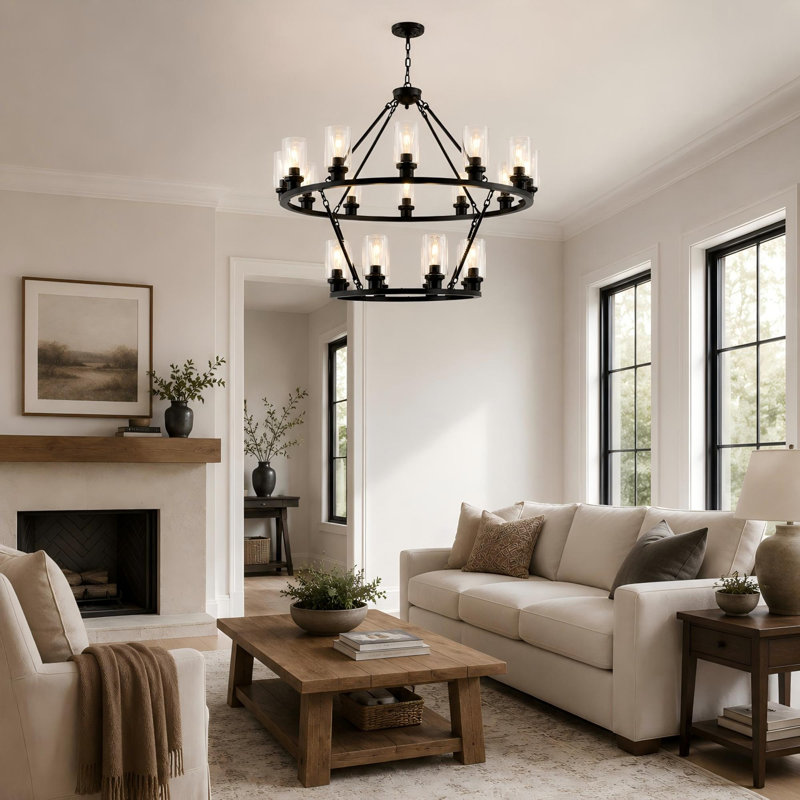 40" 2-Tier Wagon Wheel Chandelier