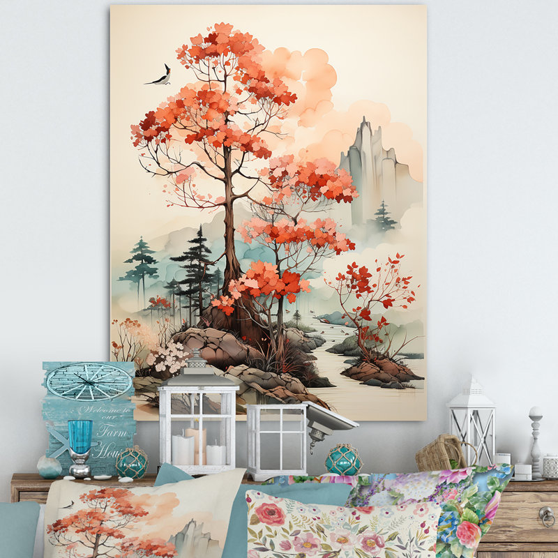Sépia, séquoia, paysage encadré, Toile tendue, H 32 po x l 16 po