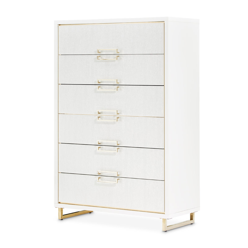 Commode 6 tiroirs Palm Gate - Blanc nuage