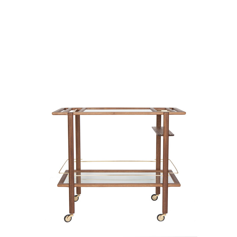 Bar Cart, Walnut/Brass