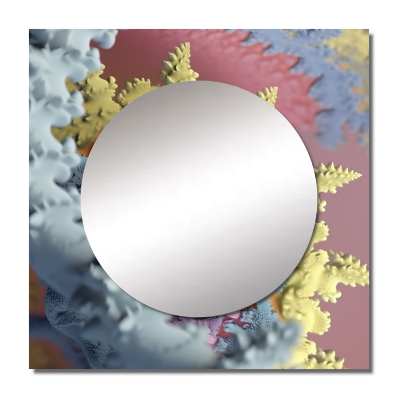 NURLana - Grand miroir carré pour décoration murale Fractals, 23 po x 23 po
