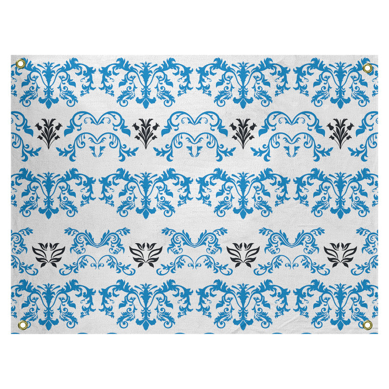 Tapisserie baroque en polyester Carolina Football, H 26 po x l 36 po, Blanc / bleu / noir