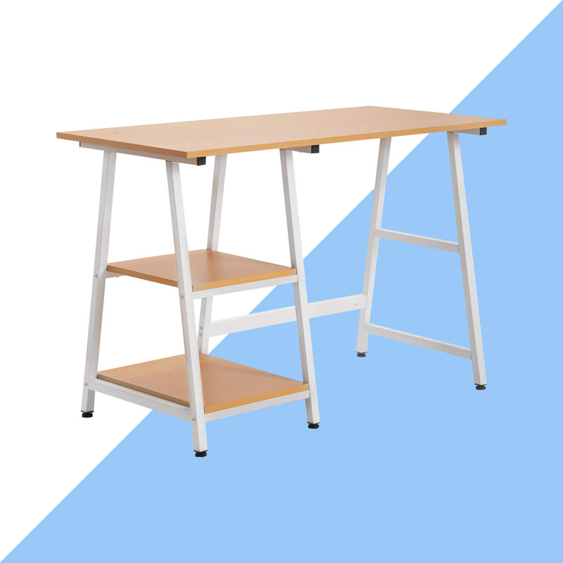 Metal Base Writing Desk, Oak