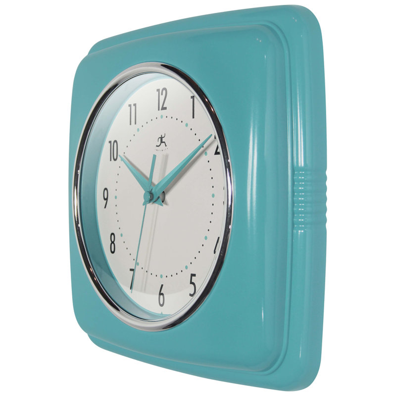 Orrwell Square Plastic Wall Clock 9.25 Inches, Turquoise