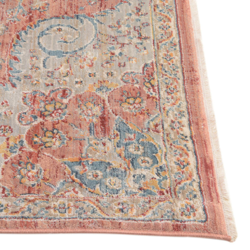 Tapis oriental rouge / ivoire / bleu clair Alize, Tapis de couloir 2 pi x 5 pi 11 po