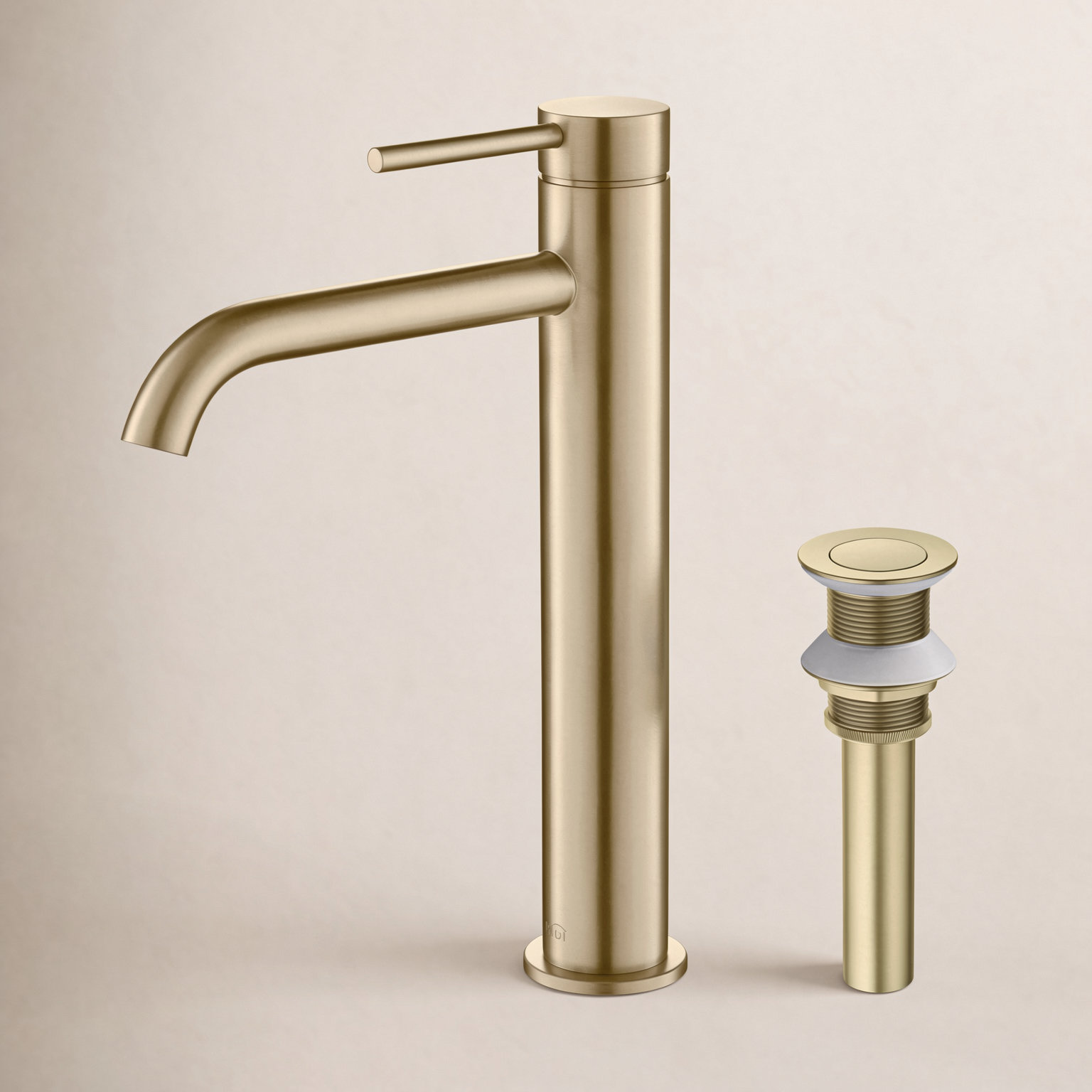 Circular Vessel Bathroom Faucet, With Drain Assembly, Brushed Gold