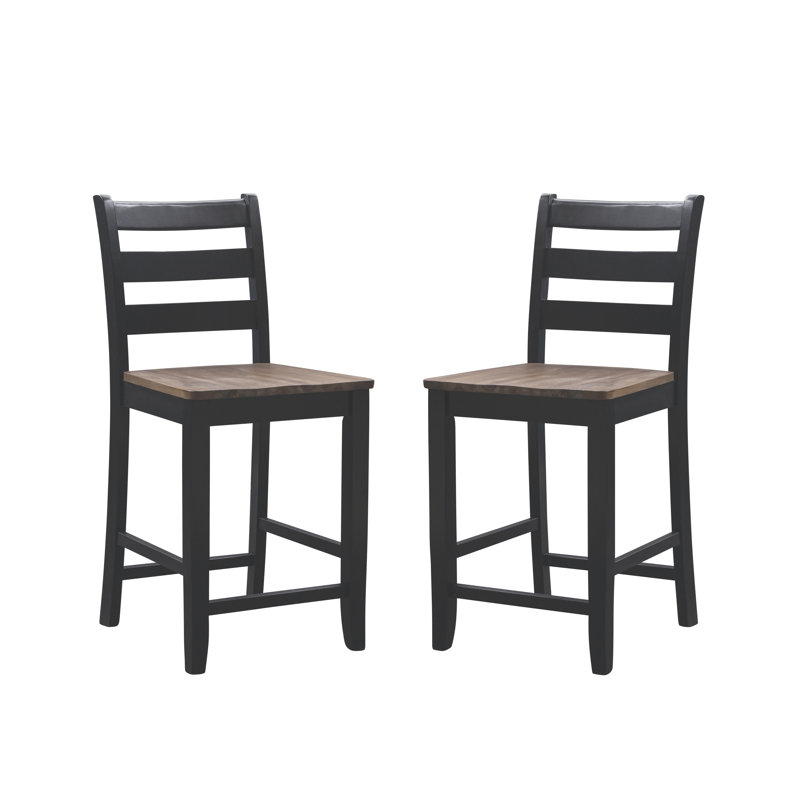 Teo Solid Wood Counter Stool, Black