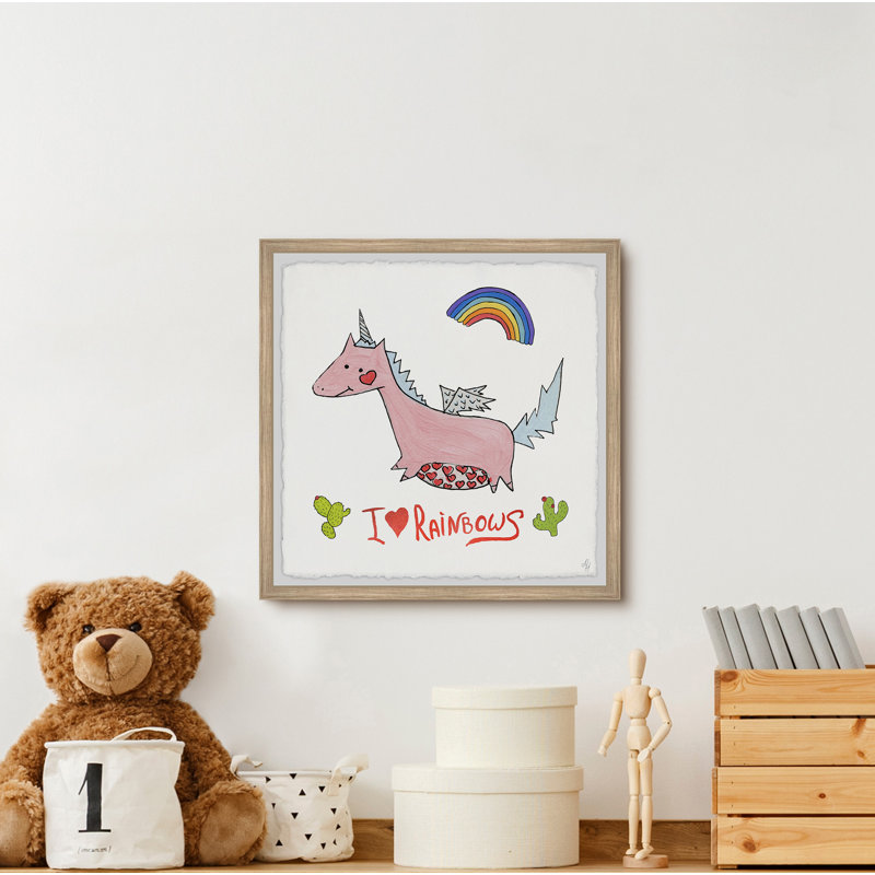 «Dagostino Rainbow and Cactus Unicorn», reproduction encadrée, H 32 po x l 32 po x P 1,5 po