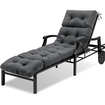 Outdoor Chaise Lounge Chair Cushion, Waterproof Patio Furniture Replacement Cushion, Non-slip Thick Lounge Pad For Pool, Lawn, Dark Grey