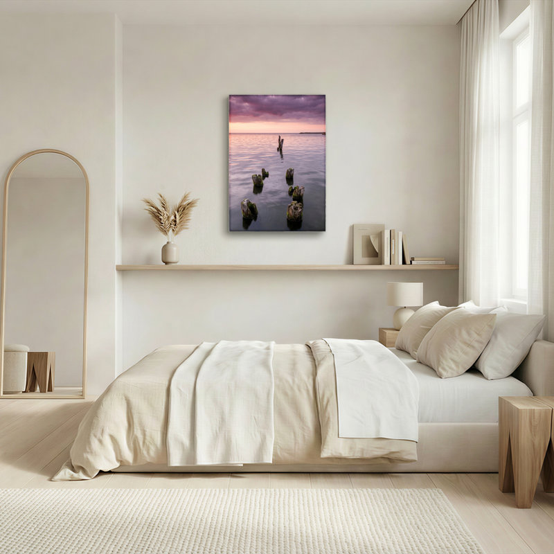 Art mural sur toile Gallery Wrap pour le salon, la chambre à coucher, le bureau ou le vestibule - Décoration murale décorative avec eau du coucher du soleil