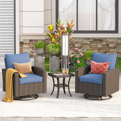 3-Piece Rattan Sofa Seating Group with Cushions