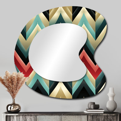 Multicolore Glamour Opulence Chevron - Miroir mural décoratif asymétrique moderne à chevrons