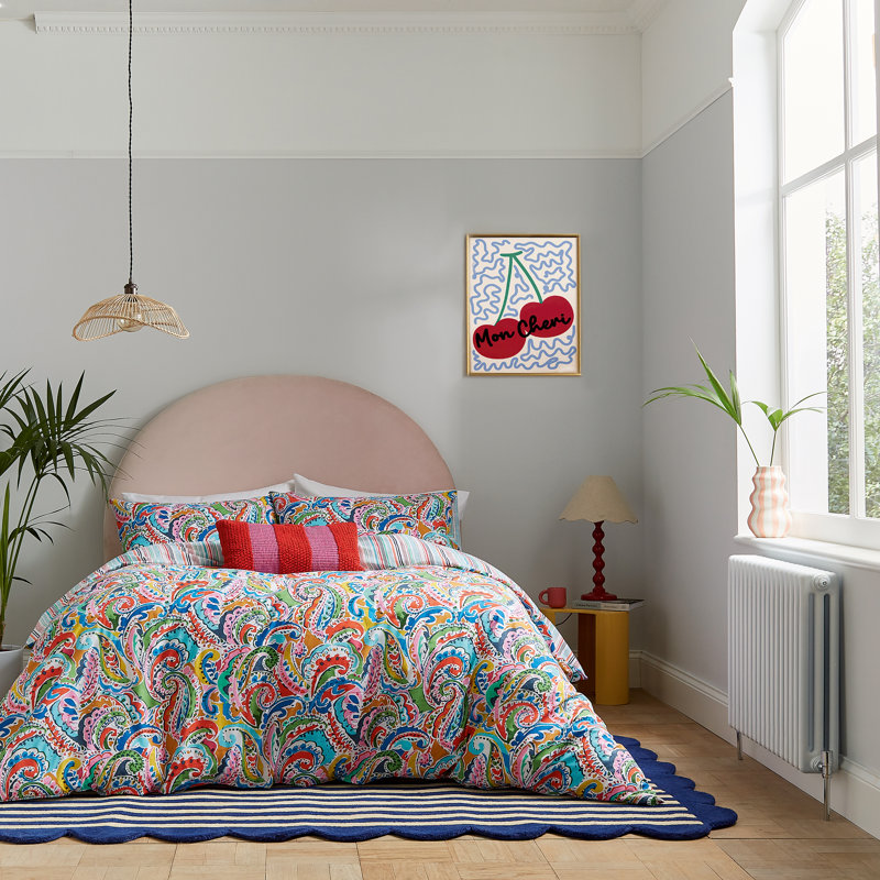 Penny Cotton Duvet Cover Set, Single Duvet Cover + 1 Pillowcase, Blue