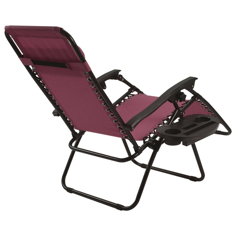 Chaise de patio pliante avec coussins Zechariah, Vin