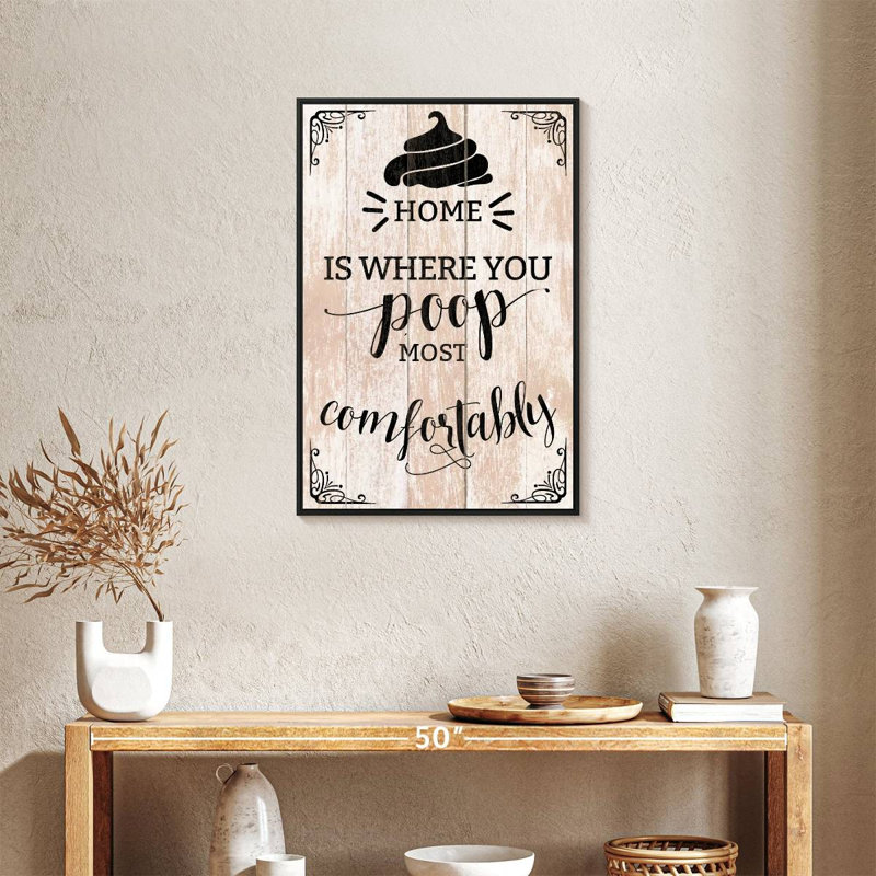 Home Poop Typographie, Cadre flottant noir, 21 po x 31 po