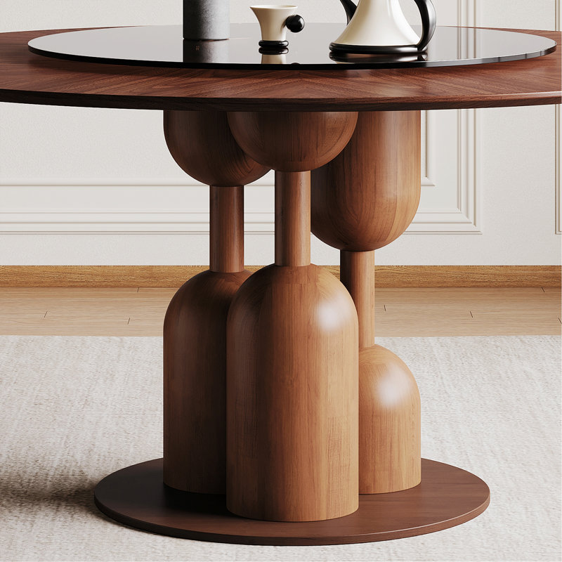 Table ronde avec chaises sans accoudoirs, ensemble de salle à manger pour salon, restaurant, 9 Pieces: Table, 8 Chairs